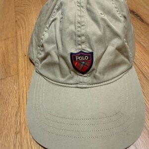 Vintage 90’s Polo Ralph Lauren Shield Logo Khaki Baseball Cap, Cotton Twill